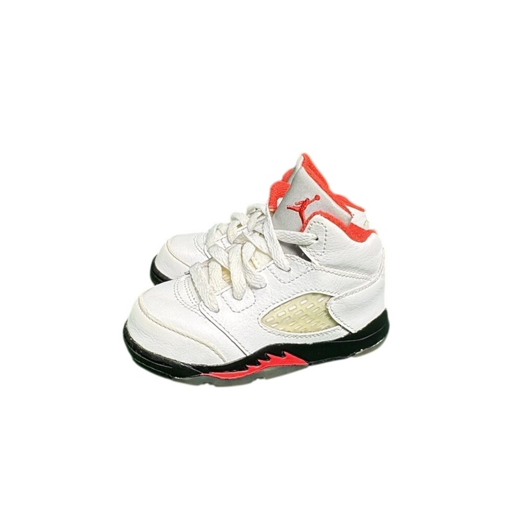 Jordan 5 Retro Fire Red 2020 White Red Black Toddler Shoes 6C 440890-102